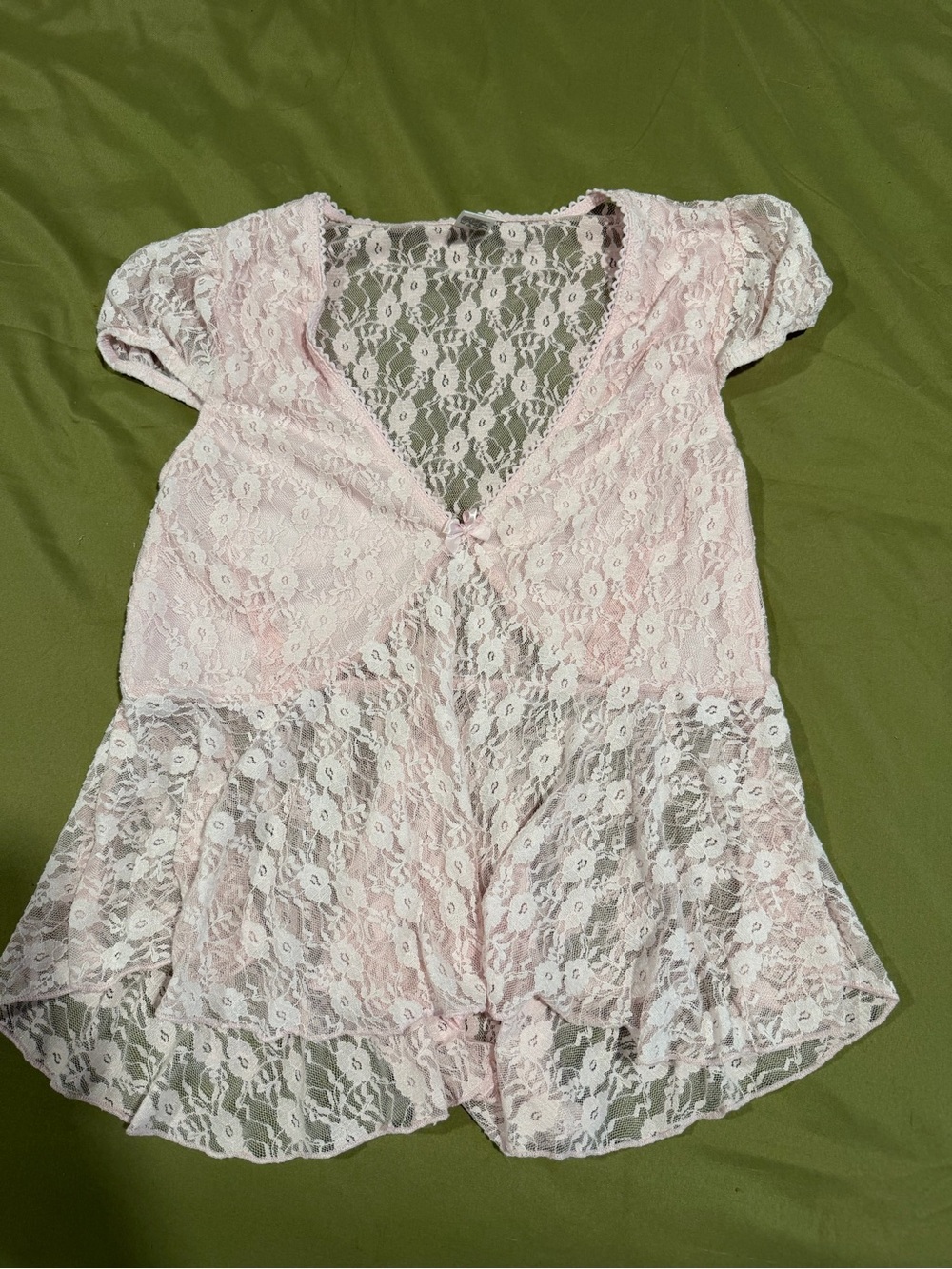 Delicate Lace Pink Women's Sleepwear Top